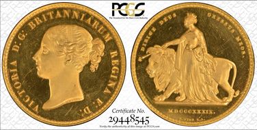 1839 £5 WR-278 Una and the Lion Sm LE, 6 Scrolls PR64DCAM