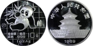 1989-P 10 Yn Panda Silver PAN-110A PR68DCAM