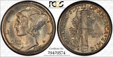 1916-S 10C Mercury MS65FB