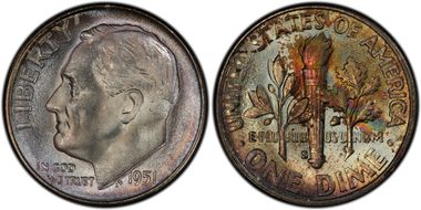 1951-S 10C MS68