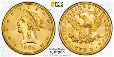 1906 $10 MS67+