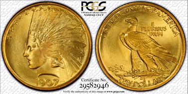 1907 $10 Indian MS67+