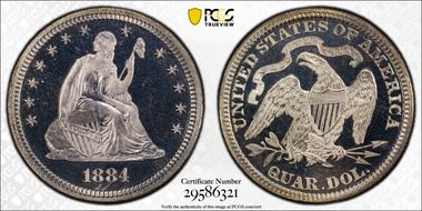 1884 25C PR66+ CAM