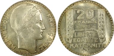 1933 20 Fr Gad-852 Rameaux longs F-400 MS65