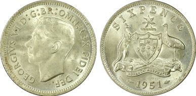 1951(m) 6D KM-45  Ag MS65