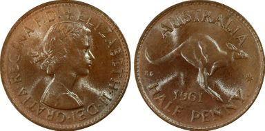 1961 Y. (p) 1/2D MS65BN