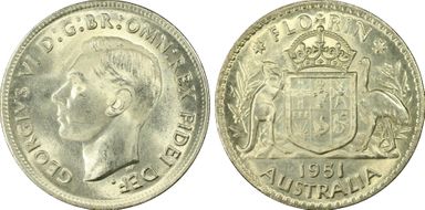 1951(m) Florin KM-48  Ag MS65