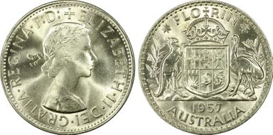 1957(m) Florin MS65