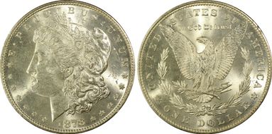 1878 7TF $1 VAM 203, Short Leaf MS63