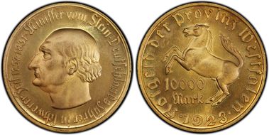 1923 10K Mk Jaeger-N20a Notgeld MS65