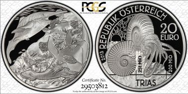 2013 € 20 Triassic Period PR70DCAM
