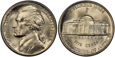 1943-P 5C Doubled Die Obverse MS67