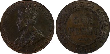 1931 (m) 1D English obverse Aligned date MS65BN