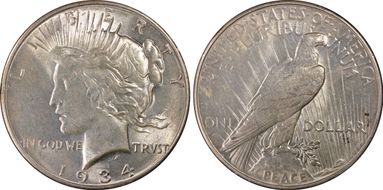 1934-D $1 VAM 4, DDO, Micro D AU58