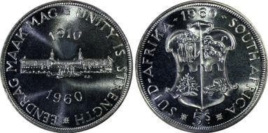 1960 5 Shil 50th Anniversary SA Union PR67