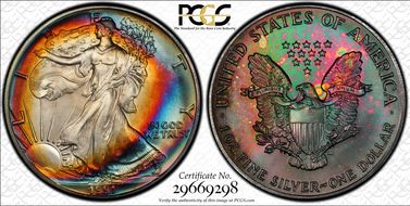 1991 $1 Silver Eagle MS67