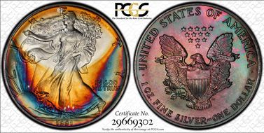 1991 $1 Silver Eagle MS67
