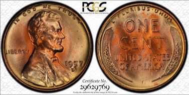 1957-D 1C MS66RD