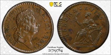 1723 Farth Hibernia, DEI.GRATIA MS62BN