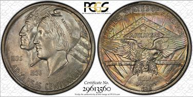 1938 50C Arkansas MS67+