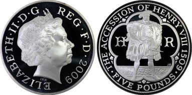 2009 £5 S-L20 Henry VIII Ag PR69DCAM
