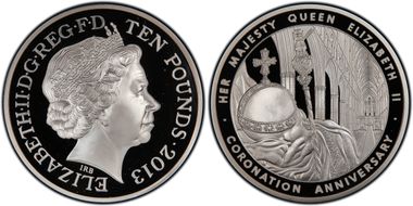 2013 £10 S-M2 Coronation Ag PR68DCAM