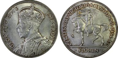 1934-35 Florin Centennial KM-33  Ag MS66