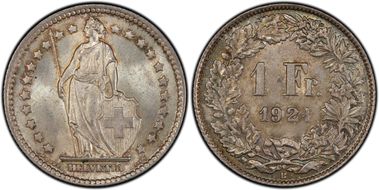 1921 B 1 Fr KM-24 Ag MS65