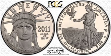 2011-W $100 Statue of Liberty PR70DCAM
