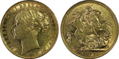 1871-S Sov S-3858 St. George Lg BP AU58