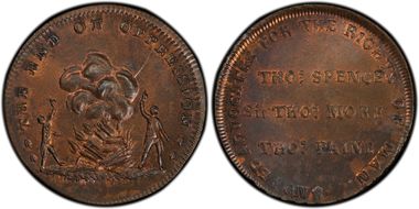 (c.1790) Tk 1/2D DH-818 Middlesex, Spence's MS64+ RB
