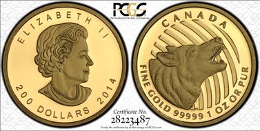 2014 $200 Howling Wolf PR69DCAM