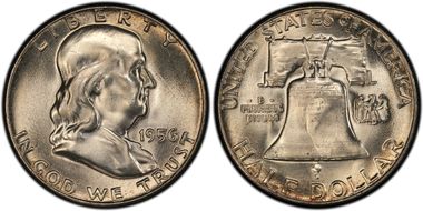 1956 50C Obv Die Clash FS 402 MS66FBL