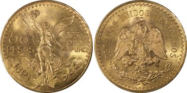 1944 50 Peso KM-481  Au MS65