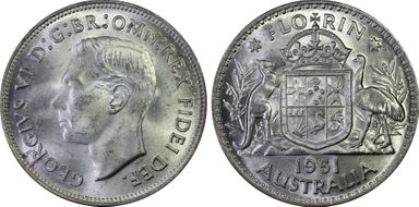 1951(m) Florin KM-48  Ag MS64
