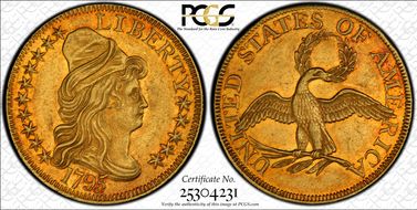 1795 $5 Small Eagle AU58+