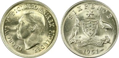 1951(m) 6D KM-45  Ag MS64