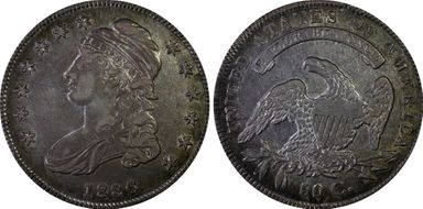 1836 50C Lettered Edge XF45