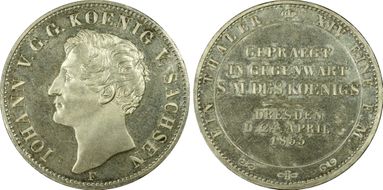 1855-F Thaler KM-1187 Visit to Mint MS65