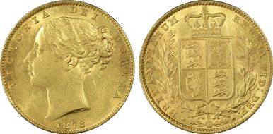 1878-S Sov S-3855 Shield AU58