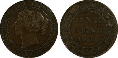 1858 1C ↑↑ Bronze, Broken Vine VF35BN