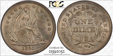 1840 10C No Drapery MS63