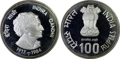 nd(1985)-B 100 Rup Indira Gandhi PR66DCAM