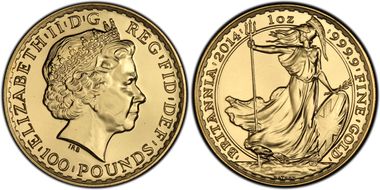 2014 £100 S-BQ4B Britannia Au MS65