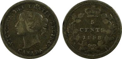 1858 5C Small Date VF30