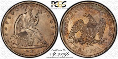 1861-O 50C AU58