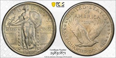 1917 25C Type 1 MS65+ FH