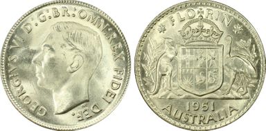 1951(m) Florin KM-48  Ag MS65