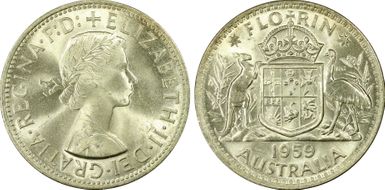 1959(m) Florin KM-60  Ag MS65