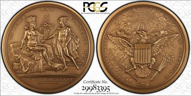 "1776" Medal FH-635 20th Century Restrike U.S. Diplomatic Medal - Brass MS67